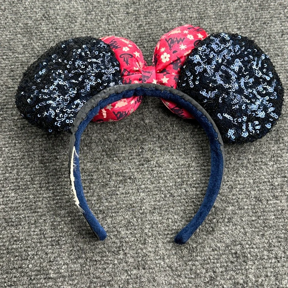 Disney Parks Minnie Classic Attractions Pink Bow Navy Blue‎ Headband Ears 2019